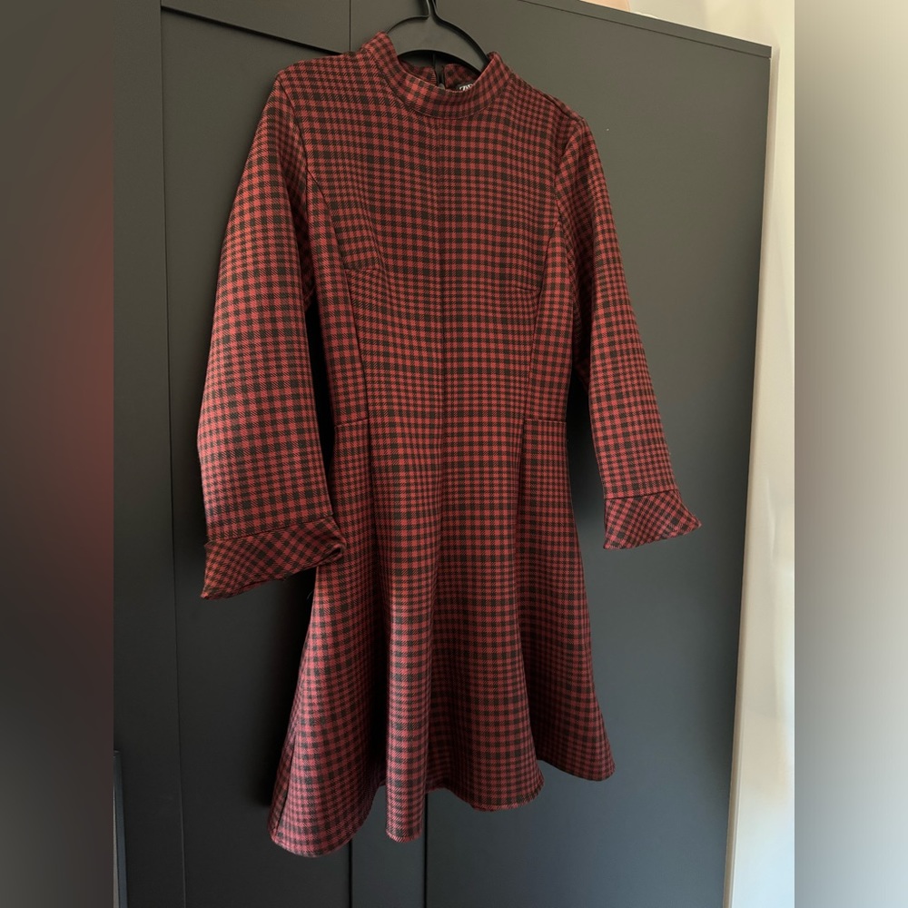 Zara red checkered dress
